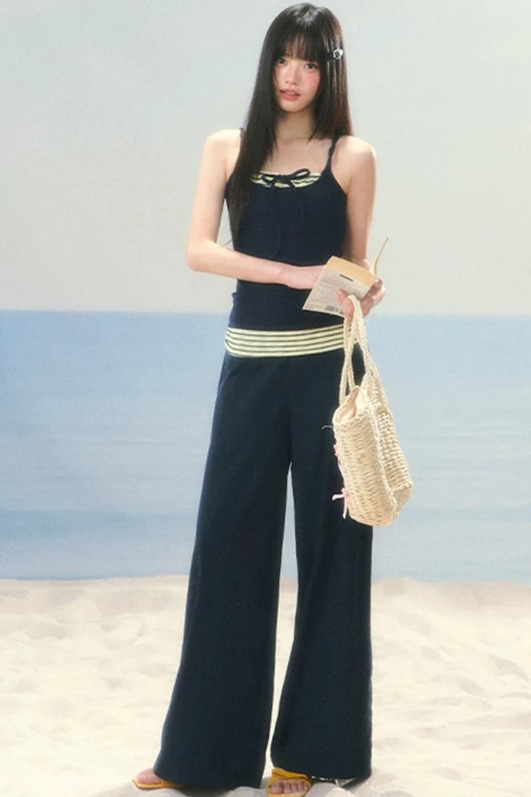Korean Striped Wide-Leg Pants