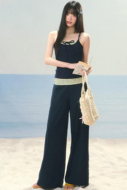 Korean Striped Wide-Leg Pants