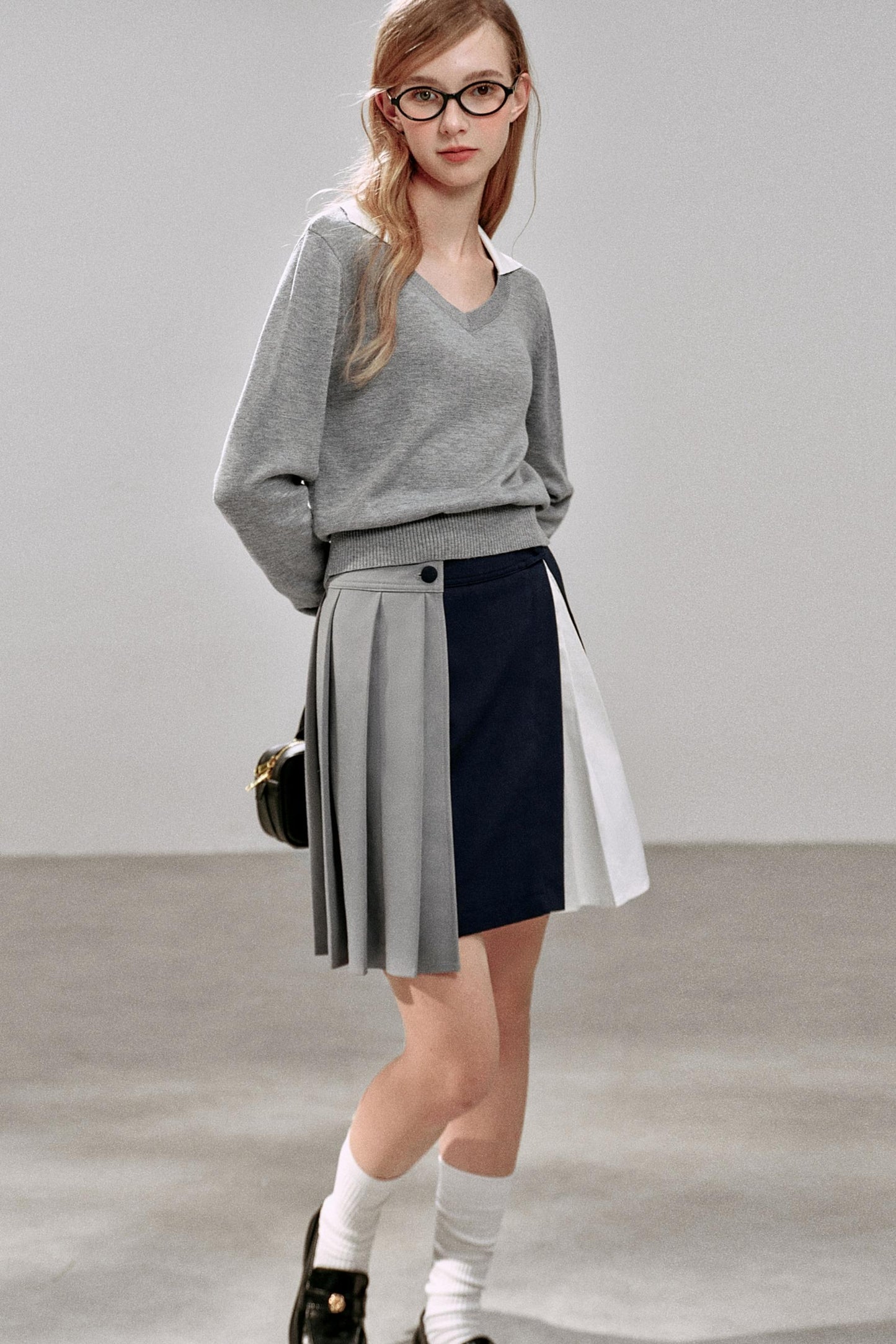 Detachable Pleated A-Line Skirt