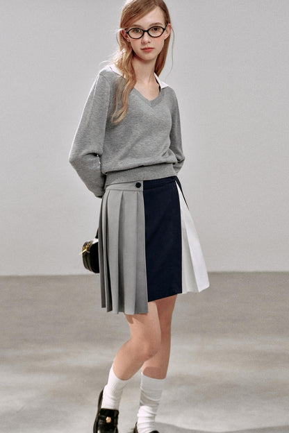 Detachable Pleated A-Line Skirt