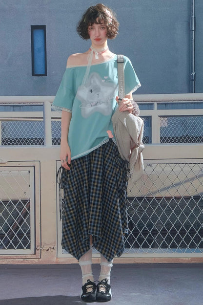 Star Rabbit Lace Short Sleeve T-shirt