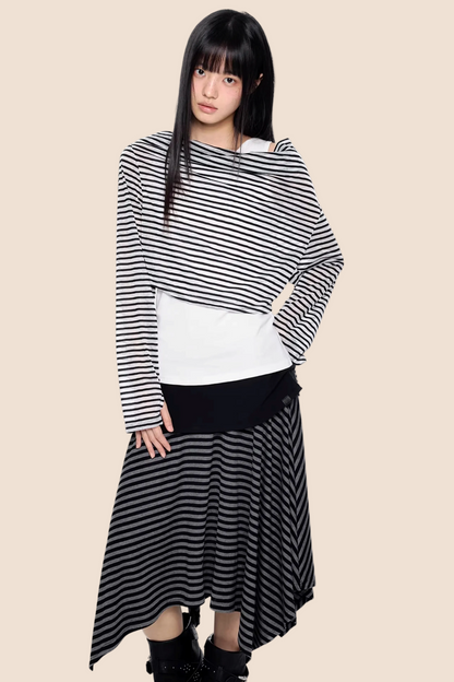 Gestreifte asymmetrische leichte Bluse