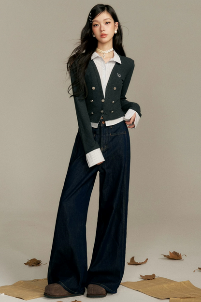 Contrasting Fake Two-Piece Top