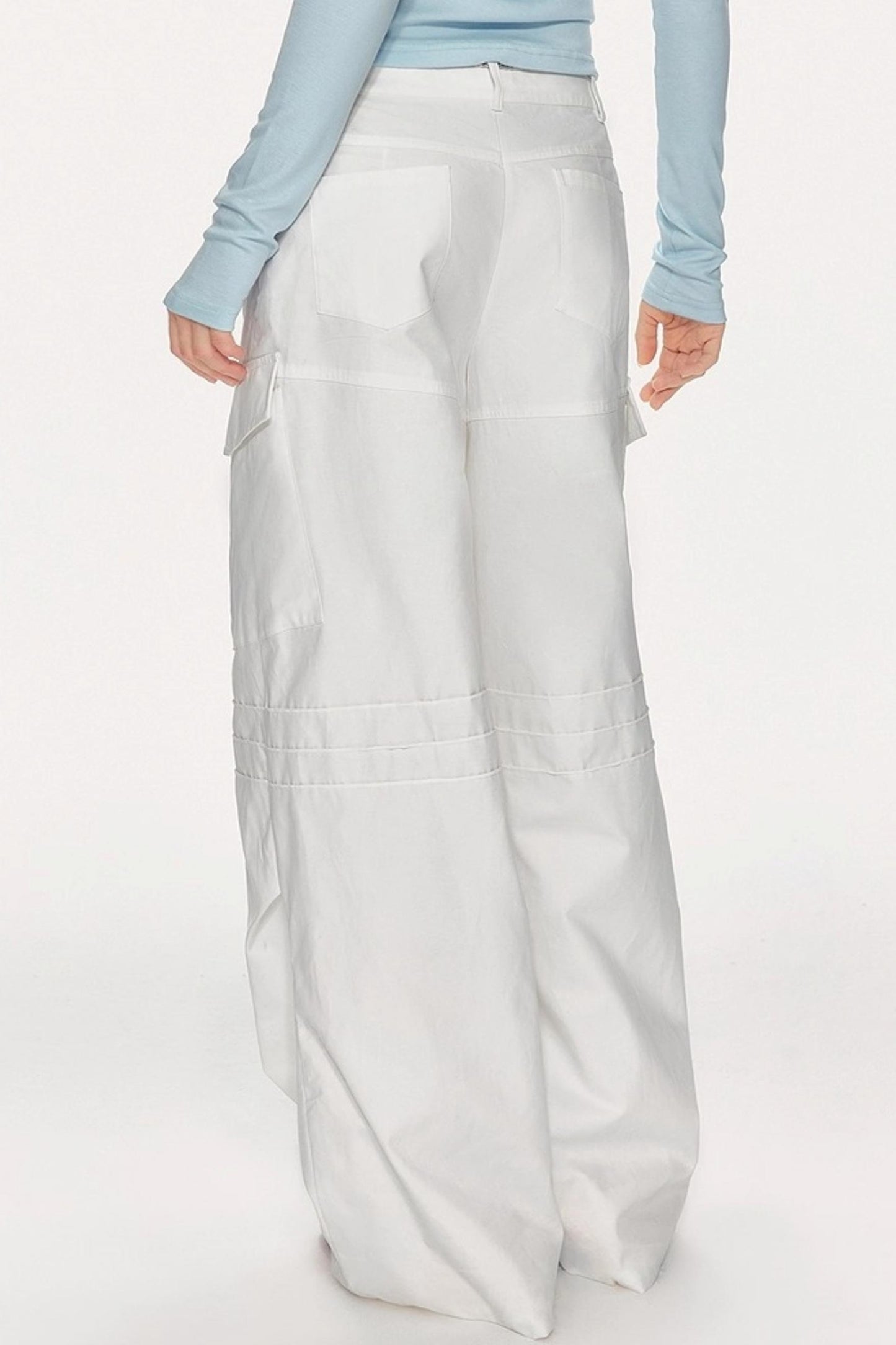 High-Waisted Solid Color Wide-Leg Trousers