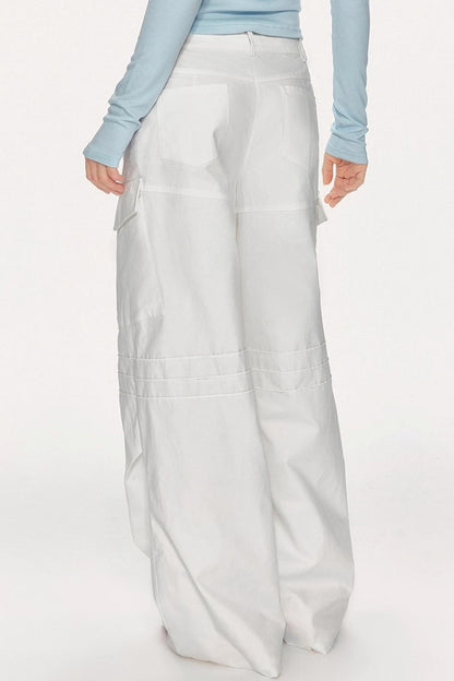 High-Waisted Solid Color Wide-Leg Trousers