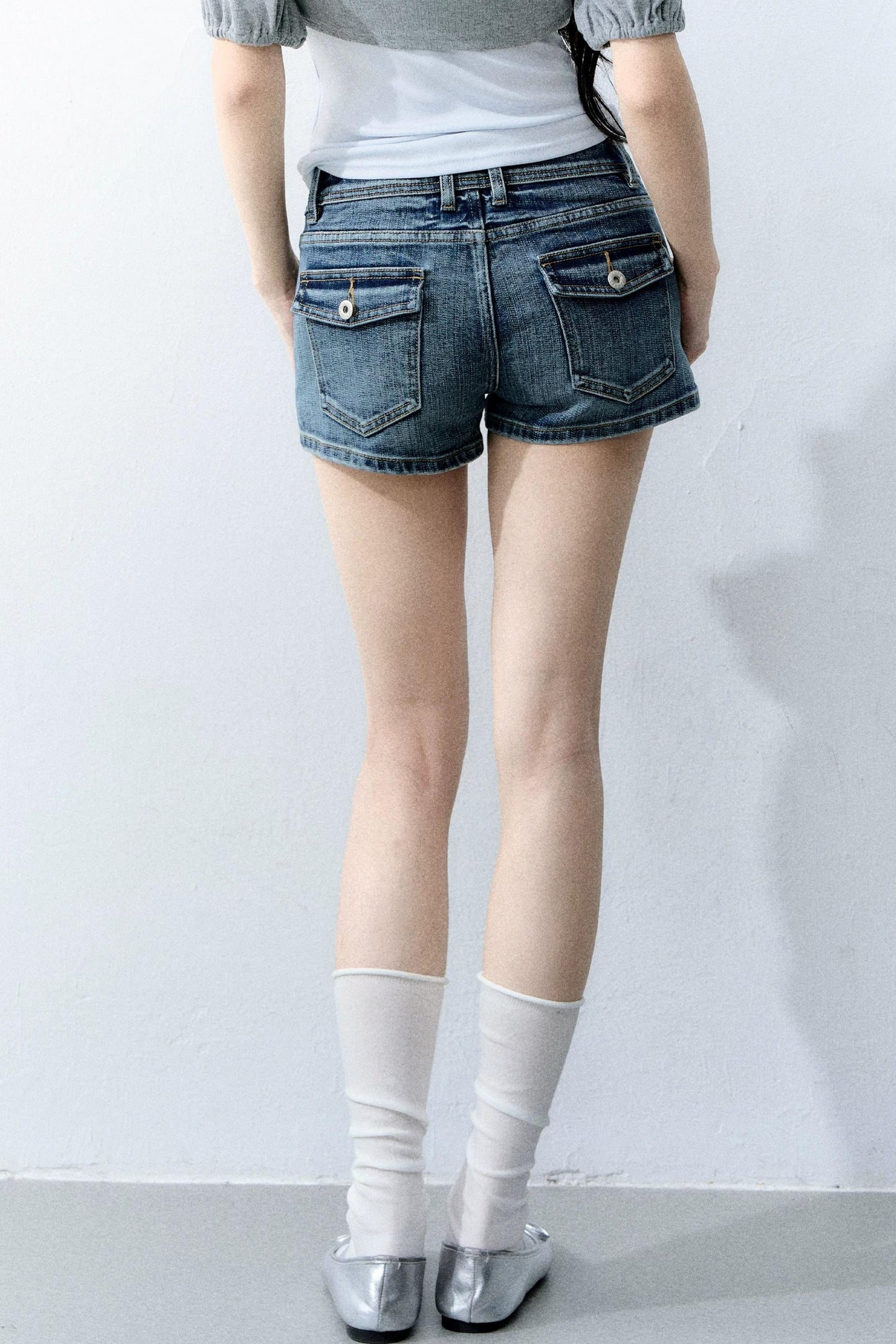 Retro-Jeansshorts mit geradem Bein