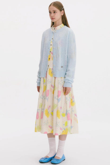 Cloud-Like Small Flower Cardigan