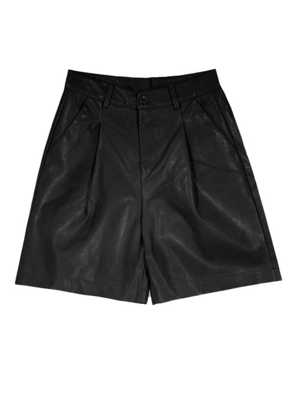 8,15 neue Mitglieder der 85% aus schwarzem High-Waisted PU-Leder-Shorts mit einer dreidimensionalen Silhouette mit einem Sinn für Design, super weich und fünf-Punkt Hosen zu tragen außerhalb