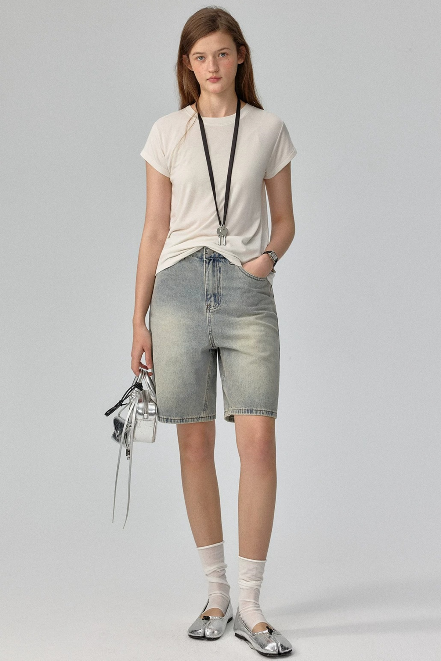 Gradient Blues Denim Shorts