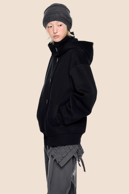 Retro Kapuzen-Sweatshirtjacke