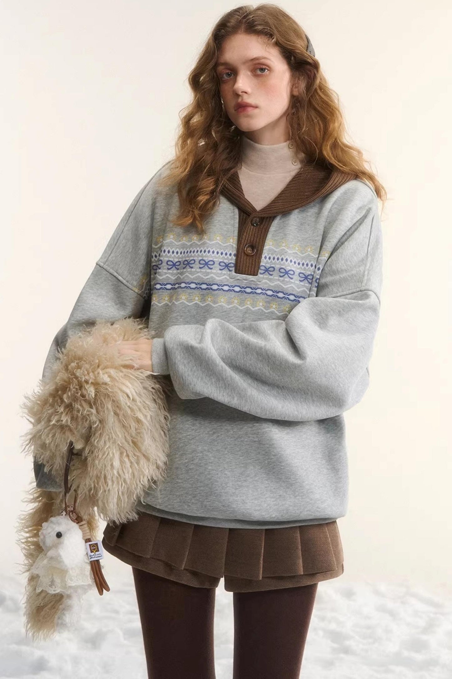 Fair Isle Hooded Top