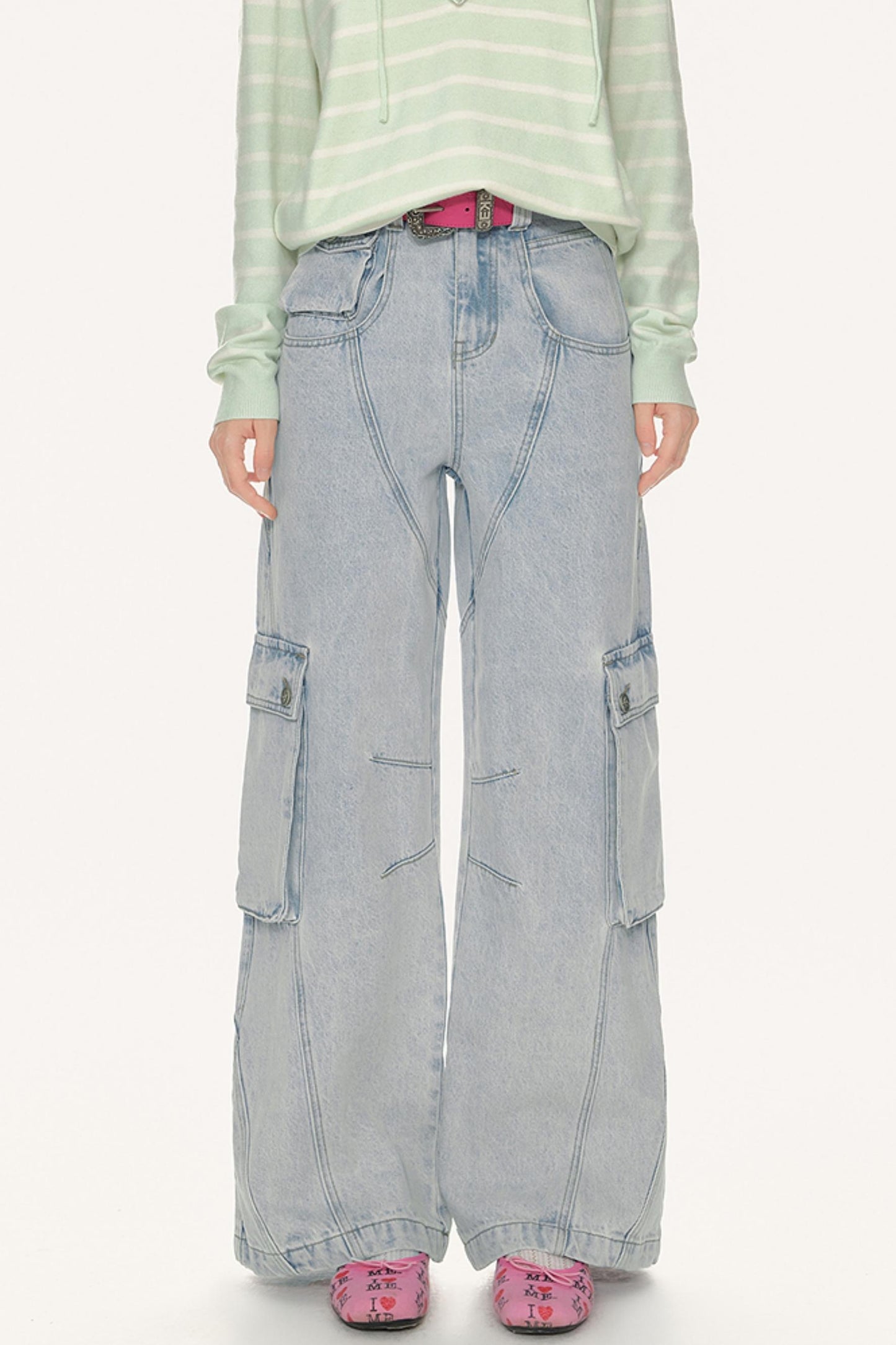 High-Waisted Denim Pants