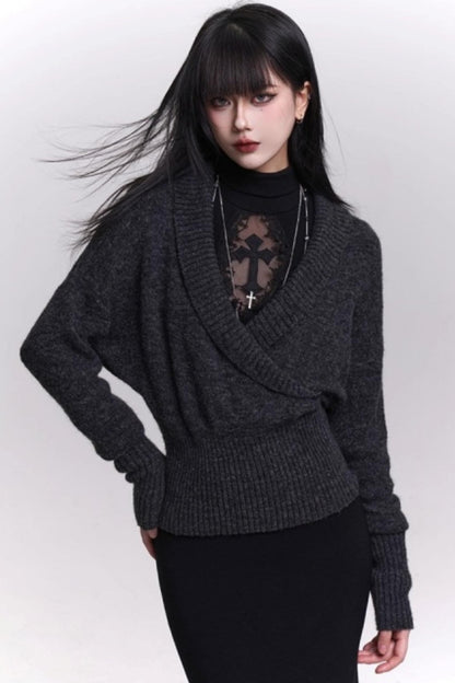Autumn Black Knit Sweater