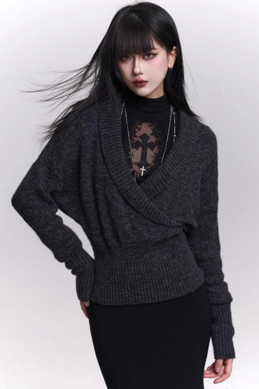 Autumn Black Knit Sweater