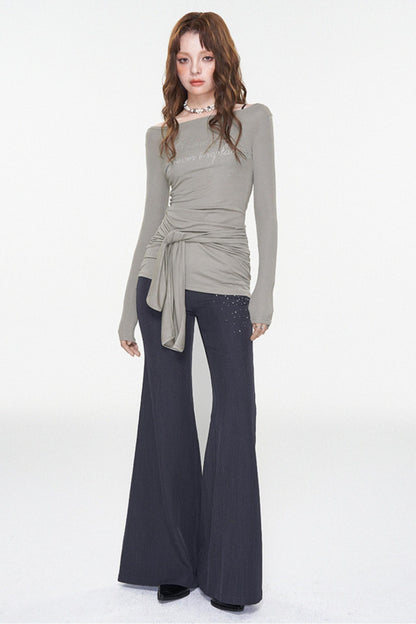 Stylish Letter Print One-Shoulder Top