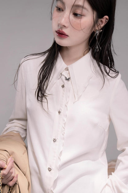 Sweet Lace Collar Lapel Shirt