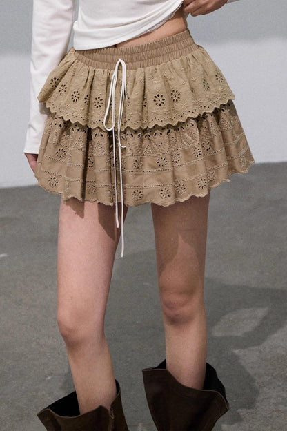 Lyocell Embroidered Puffy Cake Skirt