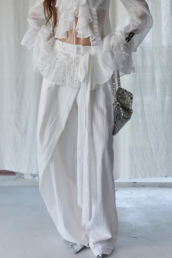 Lace-Trimmed Wide-Leg Culottes