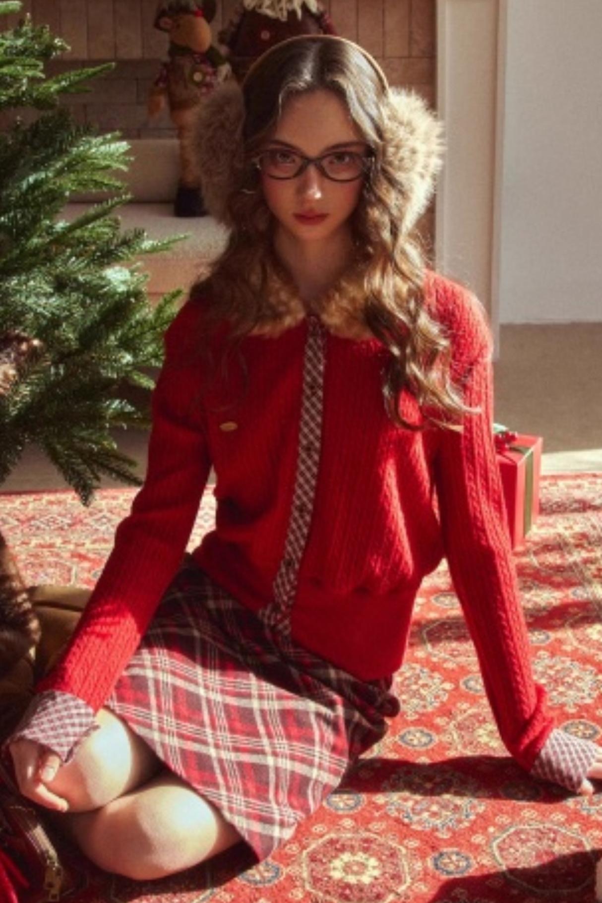 Retro Reindeer Plaid Sweater