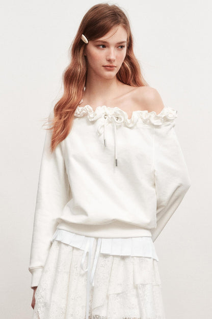 Ruffle Long-Sleeved Sweatshirt