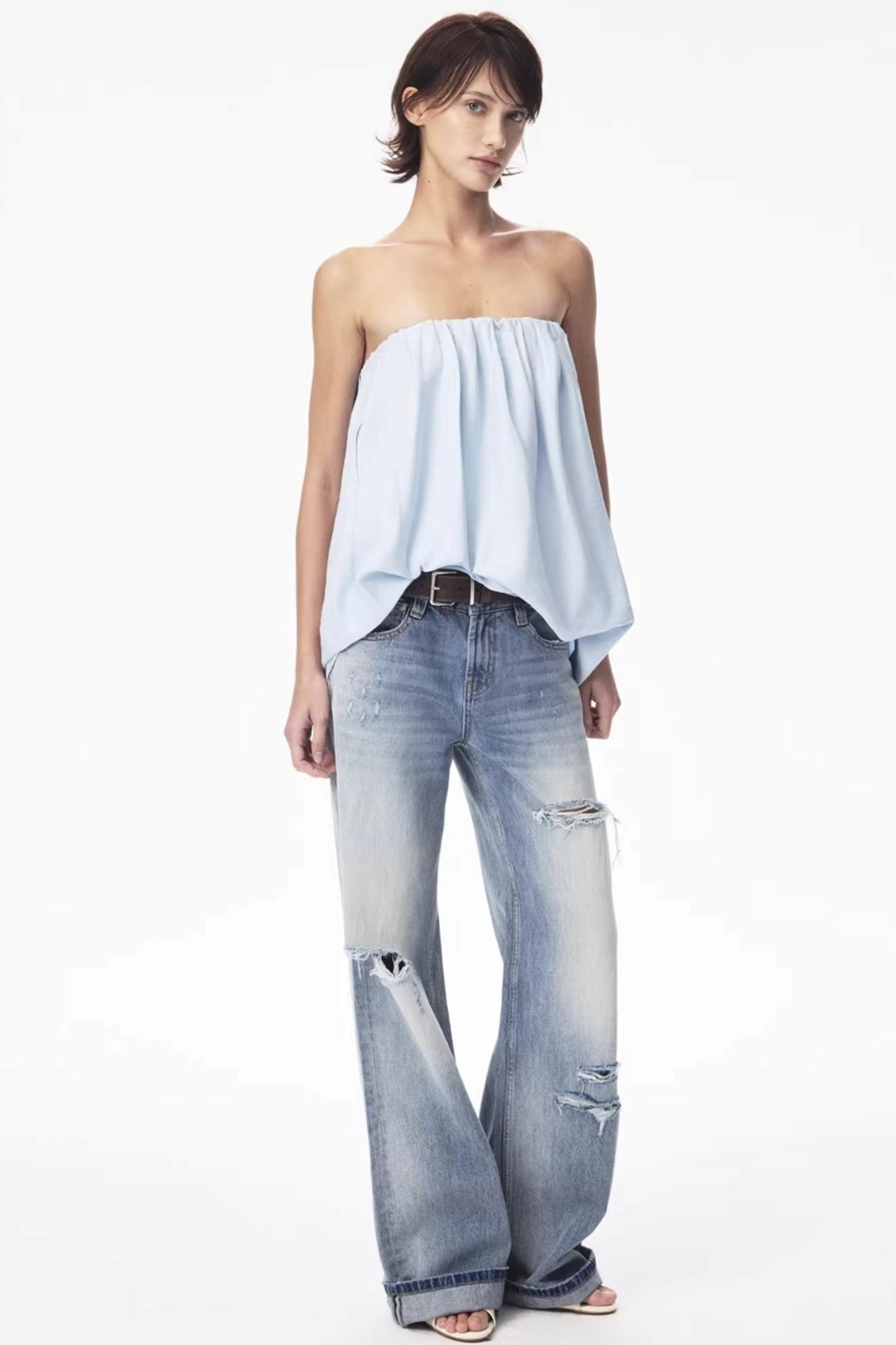 Irregular Elastic Strapless Top