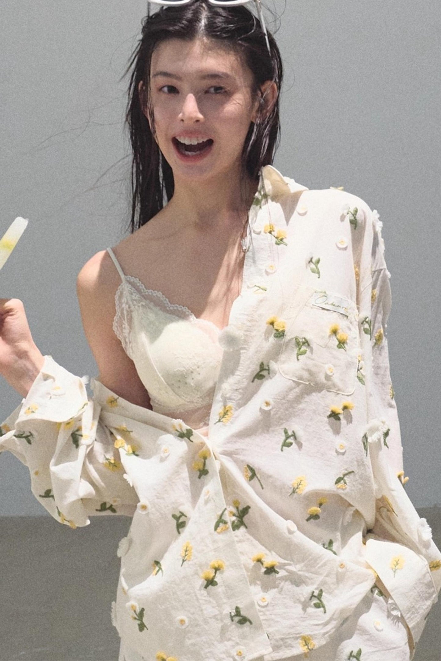 Flowers Cotton Embroidered Casual Shirt Set-Up