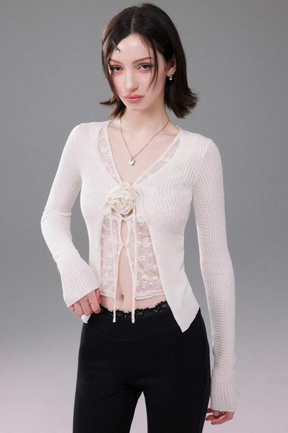 Lace Knit Two-Piece Top