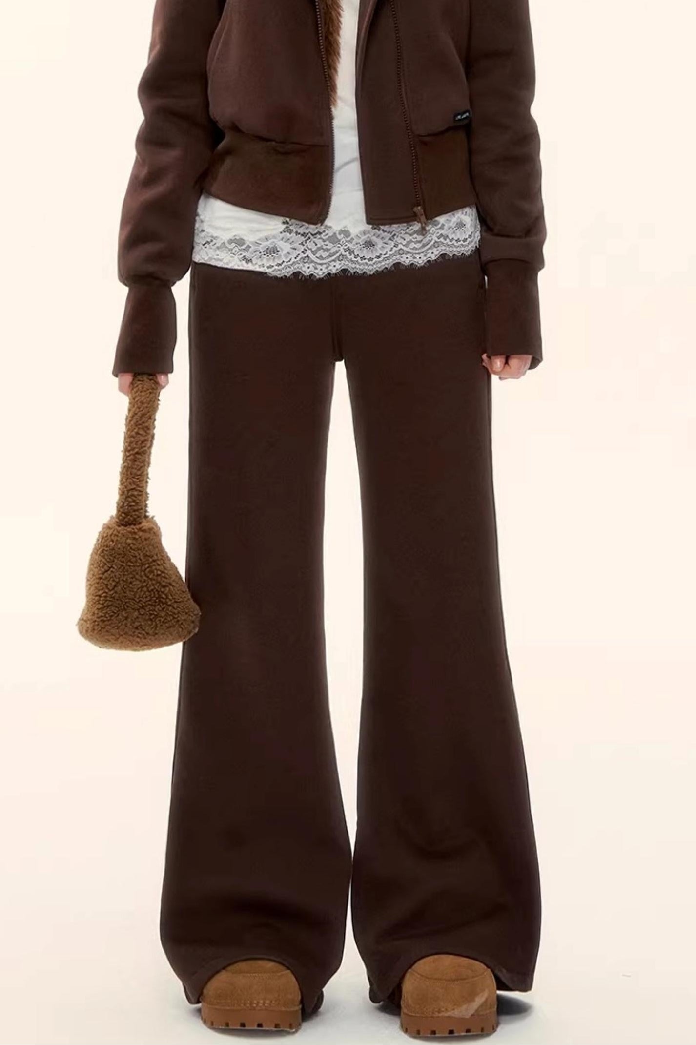 Fleece-Lined Flared Casual Pants