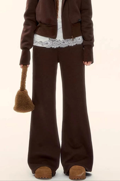 Fleece-Lined Flared Casual Pants