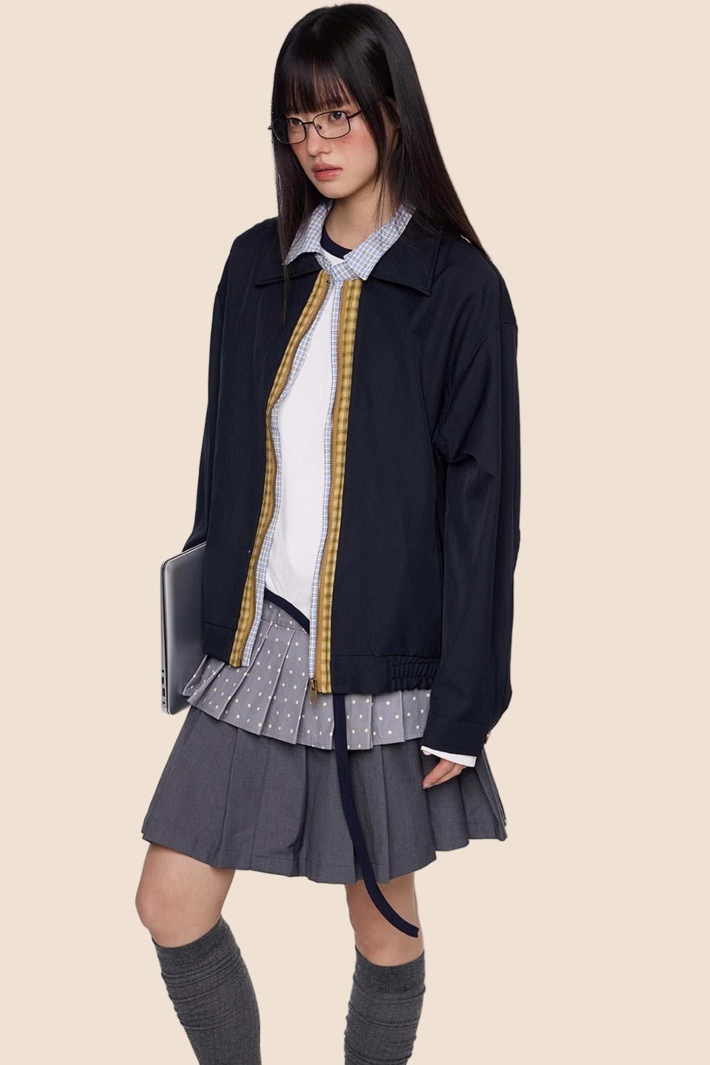 Vintage Contrast Lapel Jacket