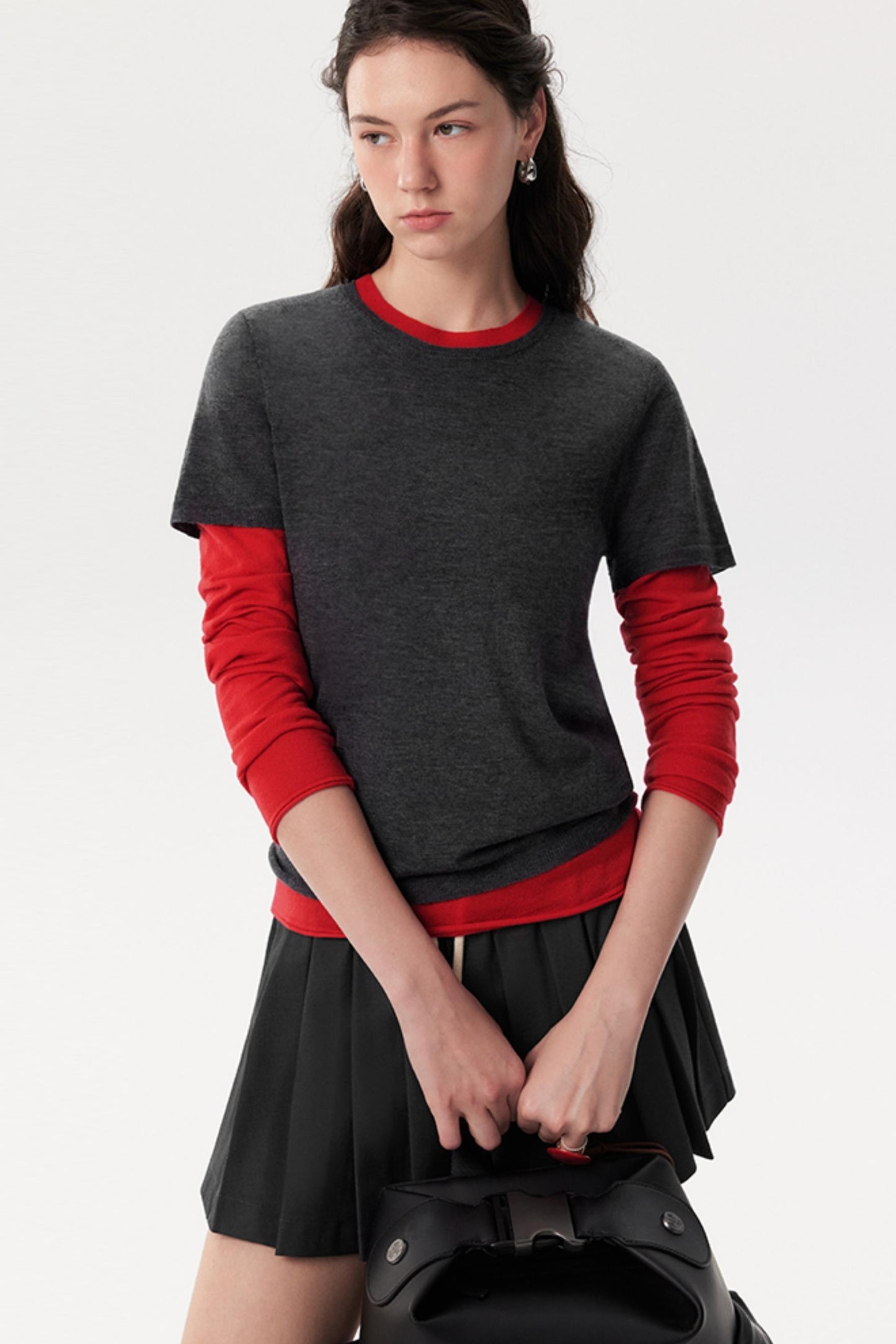 Drawstring Pleated Skirt