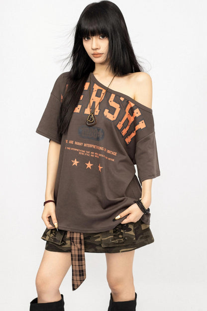 American Babes Alphabet Print Short Sleeve T-Shirt