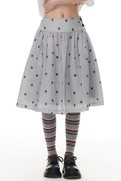 Retro Polka Dot Midi Skirt