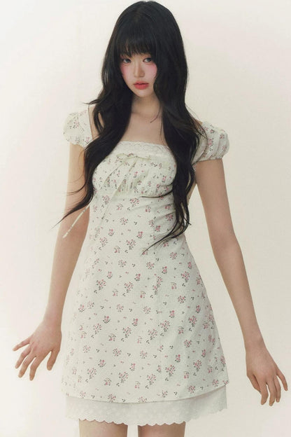 Floral Polka Dot A-Line Dress