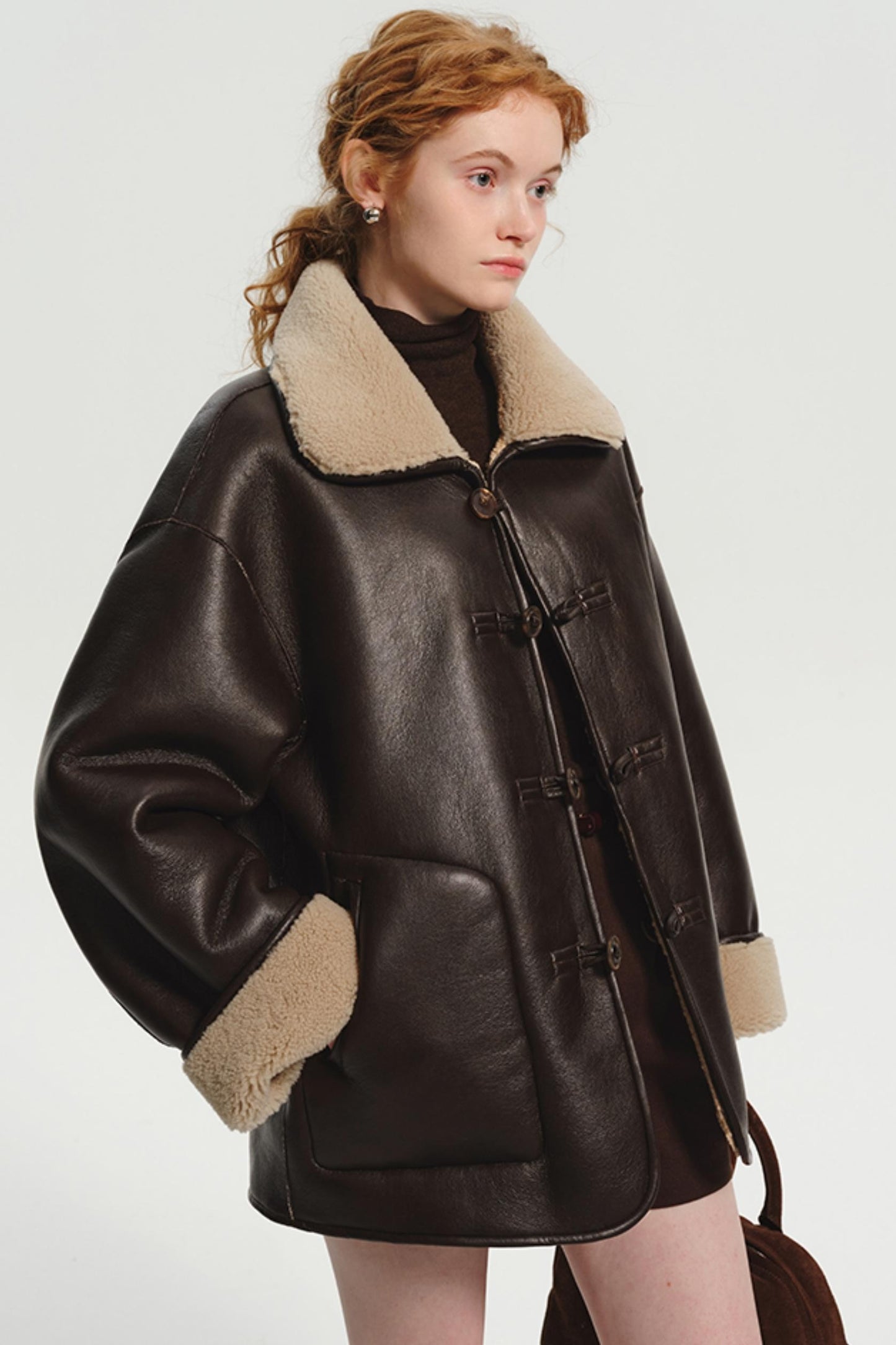 Reversible PU Leather Fur Jacket