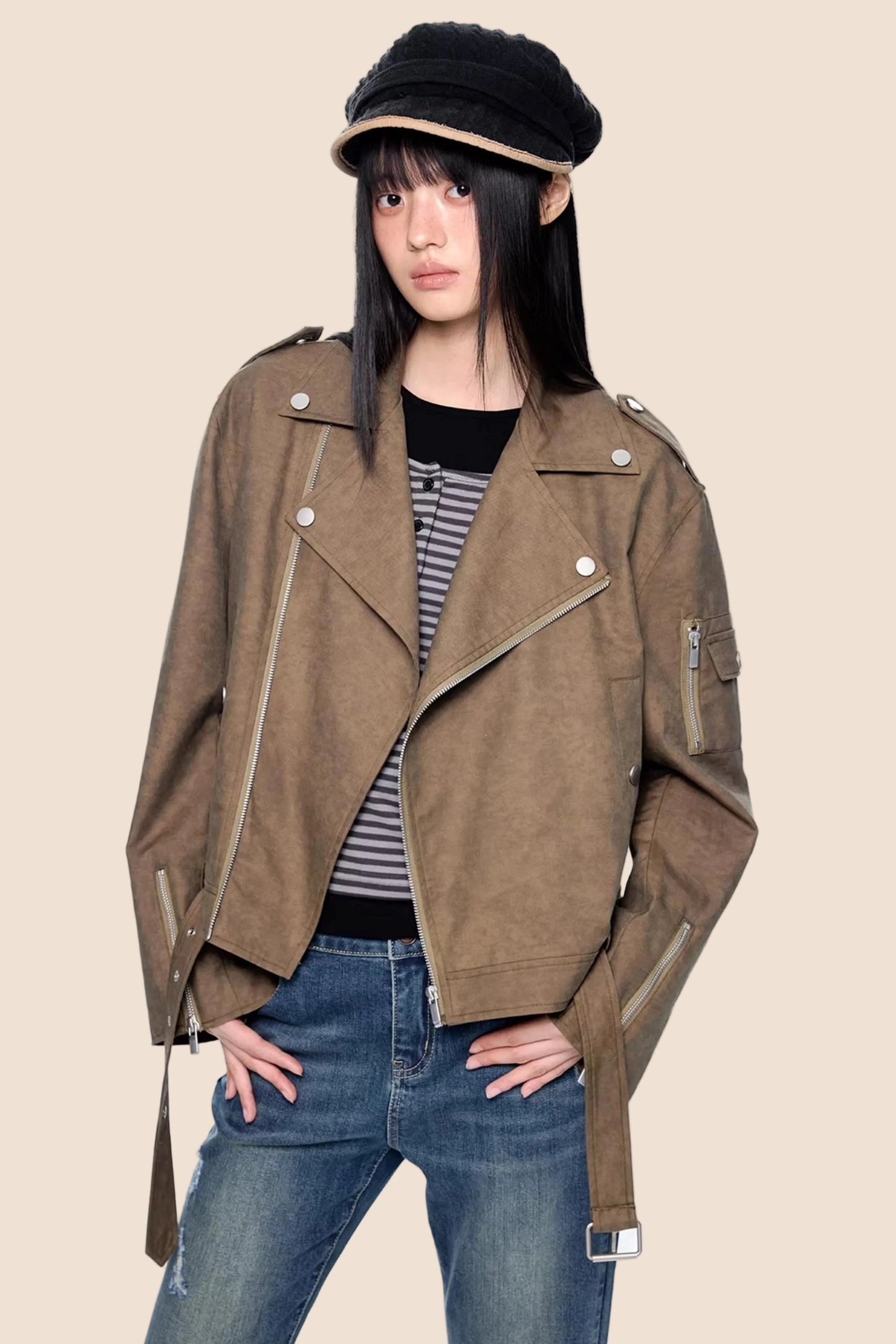 Deconstructed Zipper Retro Jacket