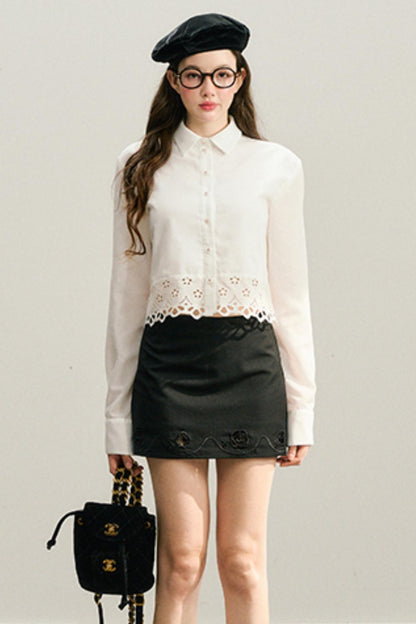 Long live the Milky Way [8.20 20:00] "Even if the roses bloom" embroidered cut-out blazer skirt