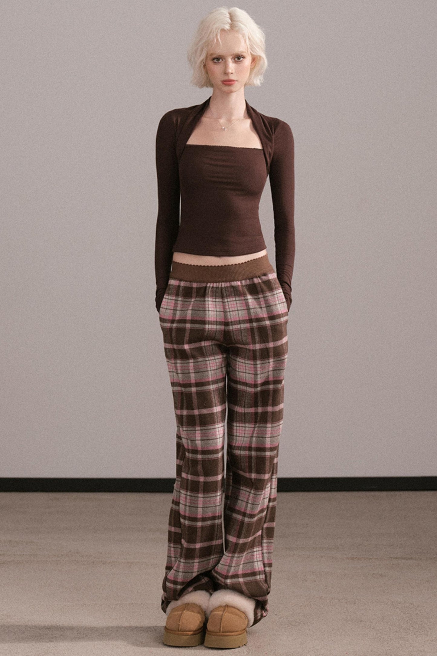 Retro Pink Plaid Pants