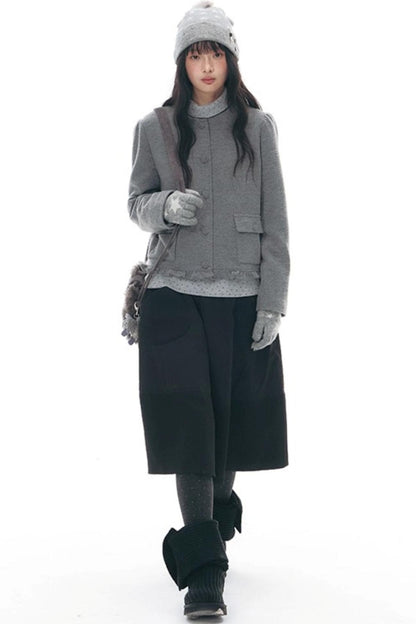 Textured Quilted A-Line Skirt