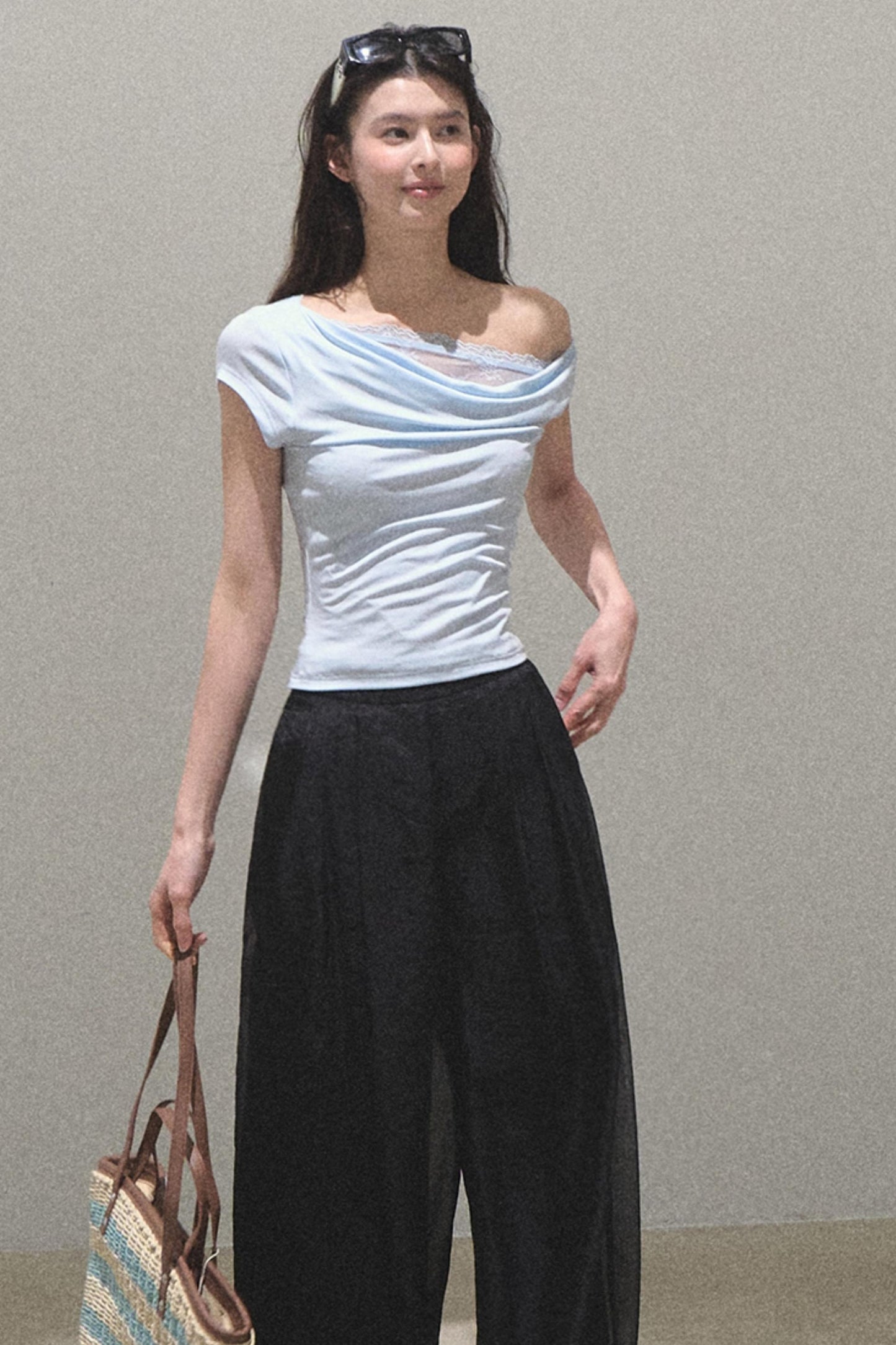 Iridescent Wide-Leg Trousers