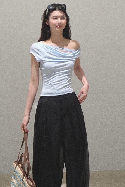 Iridescent Wide-Leg Trousers