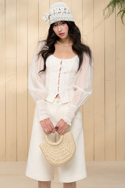 Sequin Lace Court Blouse Set-Up