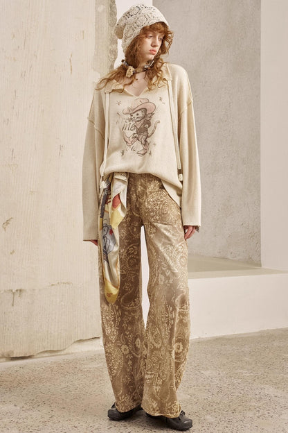 Vintage Flower Straight Jeans