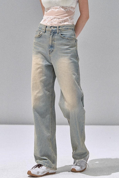 Retro Washed Straight Jeans