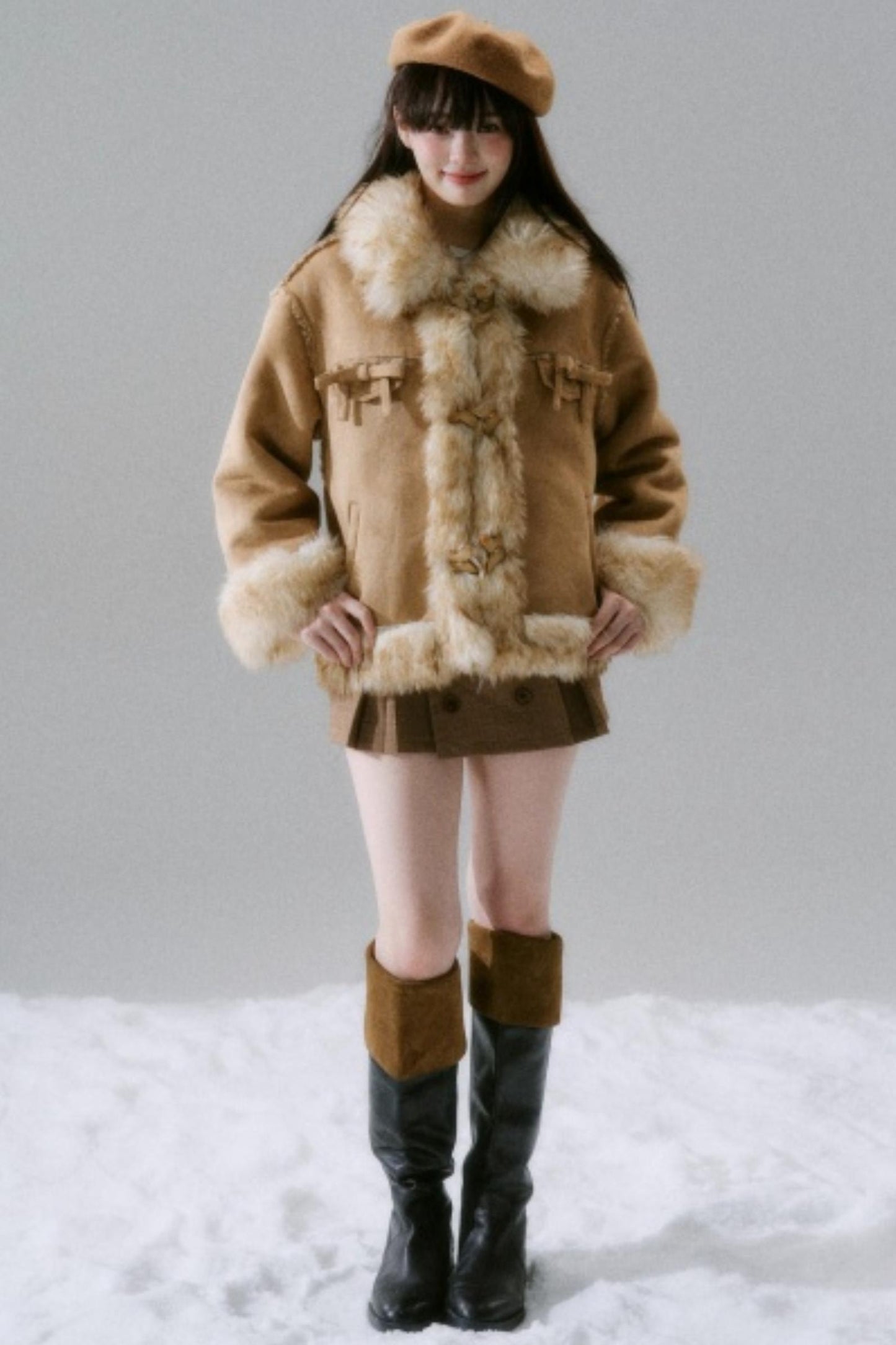 Eco-Friendly Fur Bow Coat
