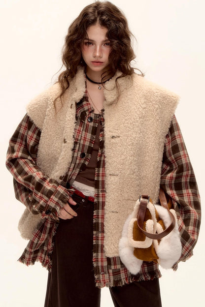 Reversible Fur Suede Vest Jacket