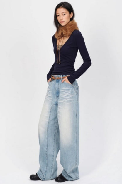 Wool Silk V-Neck Top