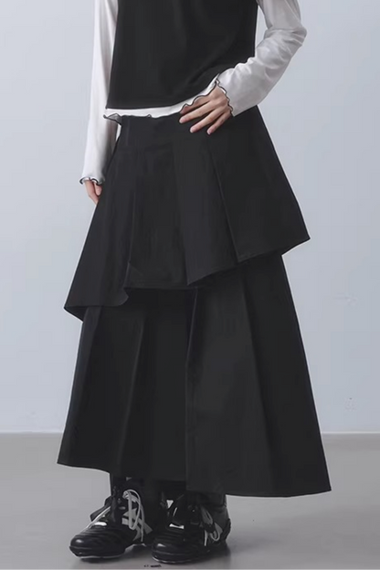 Double-Layered Pleated Skirt
