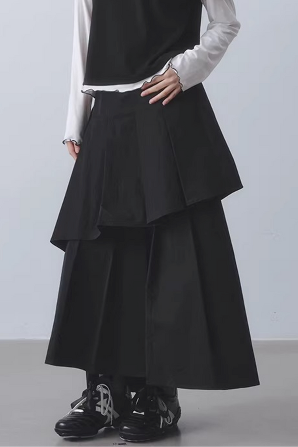 Double-Layered Pleated Skirt
