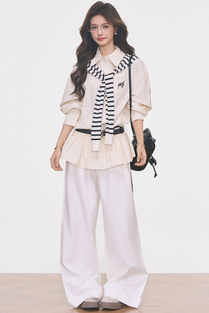 Waist-Cinching Shirt Dress Set-Up